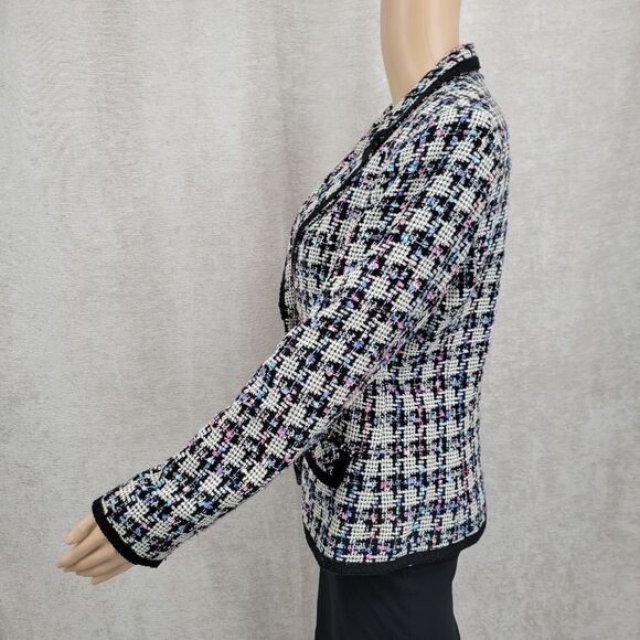Giancarlo Ferrari Women's Tweed Blazer - Black White Pastel Pink Purple Blue - Picture 5 of 12